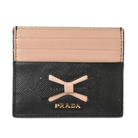 Prada Saffiano Black Card Case Black
