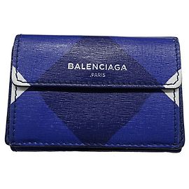 Cartera de cuero Tri-Fold Balenciaga Blanco Azul