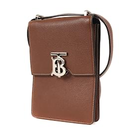Burberry-Burberry TB Leather Shoulder Bag-Brown
