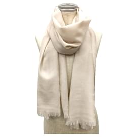 Hermès-Hermes Stole Caleche Shawl Carriage Beige Wool Scarf-Beige