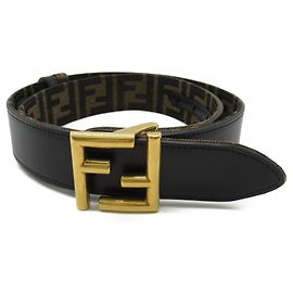 Fendi Black Leather Standard Belt Black