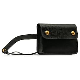 Hermès-Pochette taille en cuir noir et or Hermes-Noir,Doré