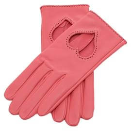 Hermès-Hermes Heart Gloves in Pink Lambskin-Pink