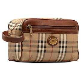 Burberry-Burberry Nova Check Shadow Horse Clutch Bag-Brown,Beige