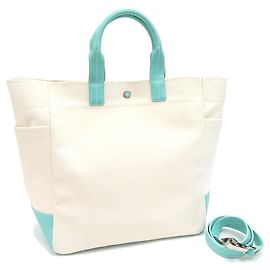 Tiffany & Co Bolsa Tote Tiffany em azul e marfim Outro Cru