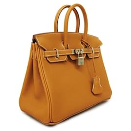 Hermès-Hermes Birkin 25 Handbag in Gold Togo Leather-Golden