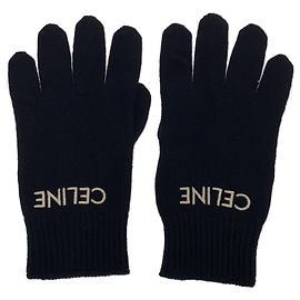Céline Celine schwarze Wollhandschuhe Schwarz