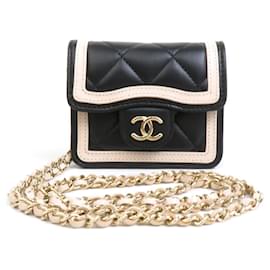 Chanel-Pochette en cuir noir et beige clair Chanel-Noir,Beige