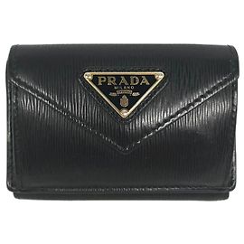 Prada Vitello Move Leder Geldbörse Schwarz