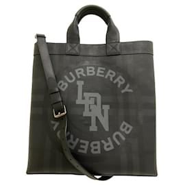 Burberry-Burberry Black Leather Shoulder Tote Bag-Black