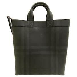Burberry-Burberry Black Leather Shoulder Tote Bag-Black