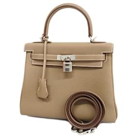 Hermès-Hermes Kelly 25 B Handbag in Etoupe Gray-Taupe