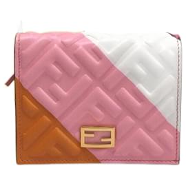 Fendi-Fendi Zucca Bi-fold Compact Wallet-Pink,White,Multiple colors,Camel
