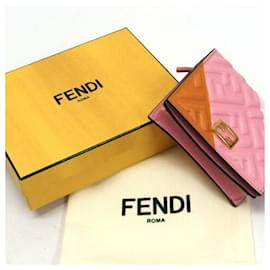 Fendi-Fendi Zucca Bi-fold Compact Wallet-Pink,White,Multiple colors,Camel