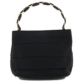 Schwarze Canvas-Handtasche von Salvatore Ferragamo Schwarz