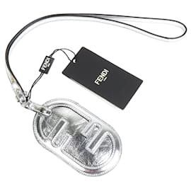 Fendi-Fendi Silver Leather Handbag Charm-Silvery