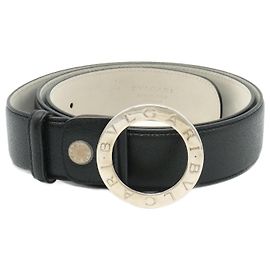 Bulgari Bvlgari Bvlgari Leather Belt Black