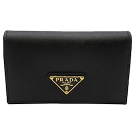 Prada-Prada Black Safiano Leather Card Wallet-Black