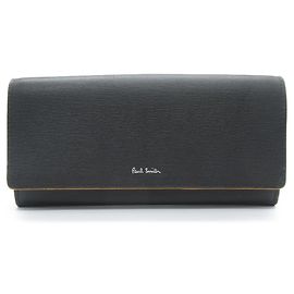 Paul Smith Black Leather Long Wallet Black