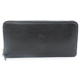 Billetera bi-fold de cuero negro Il Bisonte Negro