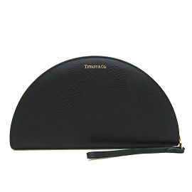 Tiffany & Co Tiffany Half Moon Leather Long Wallet Black