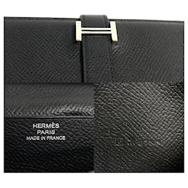 Hermès-Hermes Beance Soufflé Black Epsom Leather Bifold Long Wallet-Black