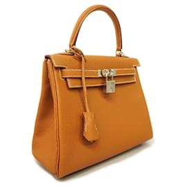 Hermès-Hermes Kelly 25 Handbag in Togo Leather-Golden