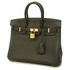 Hermès-Hermes Birkin 25 Handbag in Black Togo Leather-Black