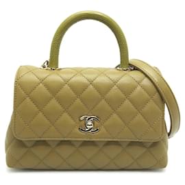 Chanel-Chanel Matelasse Coco Handle XS Handbag-Green,Olive green