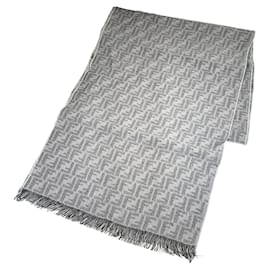 Fendi-Fendi Zucca Pattern Wool Stole-Brown