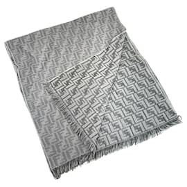 Fendi-Fendi Zucca Pattern Wool Stole-Brown