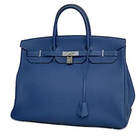 Hermès-Hermes Birkin 40 D Handbag in Blue de Malte-Other
