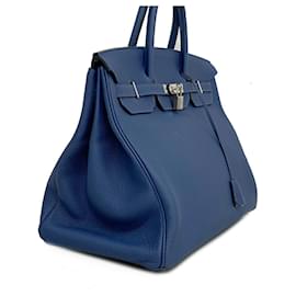 Hermès-Hermes Birkin 40 D Handbag in Blue de Malte-Other