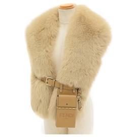 Fendi-Fendi Fox Fur Stole Muffler in Beige-Beige