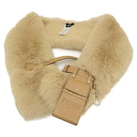 Fendi-Fendi Fox Fur Stole Muffler in Beige-Beige