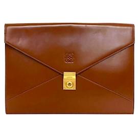 Loewe-Pochette en cuir à anagramme marron Loewe-Marron,Noir