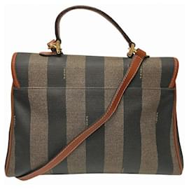 Fendi-Sac à main Fendi Pequin 2-en-1-Marron,Kaki