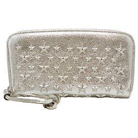 Jimmy Choo Metallic Silver Bi-Fold Wallet Silvery