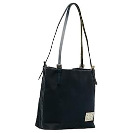 Fendi-Fendi Navy Canvas and Leather Tote Bag-Navy blue