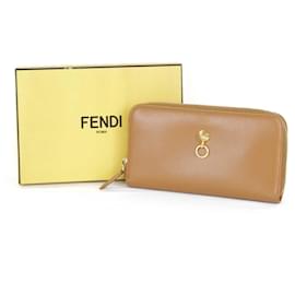 Fendi-Fendi Camel Leather Long Wallet-Camel