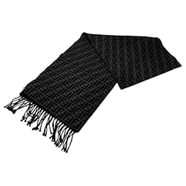 Fendi-Fendi Zucca Pattern Wool Stole-Brown,Black