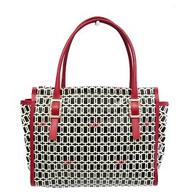 Roger Vivier All-over Pattern Handbag Black Red Cream