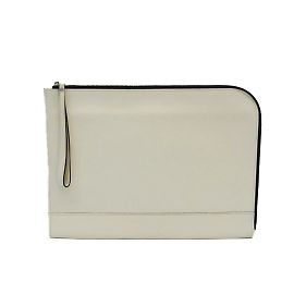 Bolsa de mão em couro masculino Valextra em creme Cru