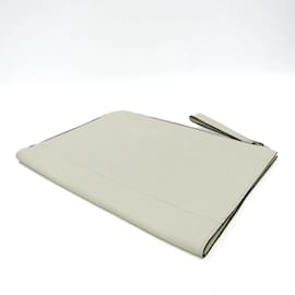 Valextra-Valextra Men's Leather Clutch Bag in Cream-Cream