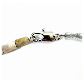 Fendi-Fendi Gray and White Stone FF Logo Necklace-Brown,White