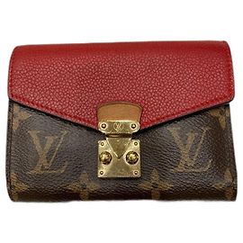 Portefeuille compact trifold Pallas Monogram Louis Vuitton Marron Fuschia Monogramme