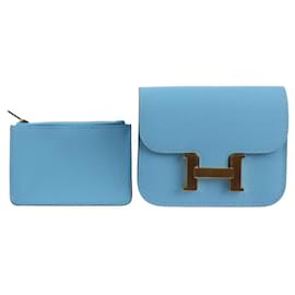 Hermès-Pochette Constance Vaux Epson Celeste de Hermès-Bleu clair