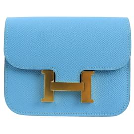 Hermès-Pochette Constance Vaux Epson Celeste de Hermès-Bleu clair