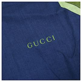 Gucci-Gucci Large Navy Fringe G Cube Print Scarf-Navy blue