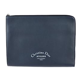 Christian Dior-Dior Homme Atelier Leather Clutch Bag-Navy blue